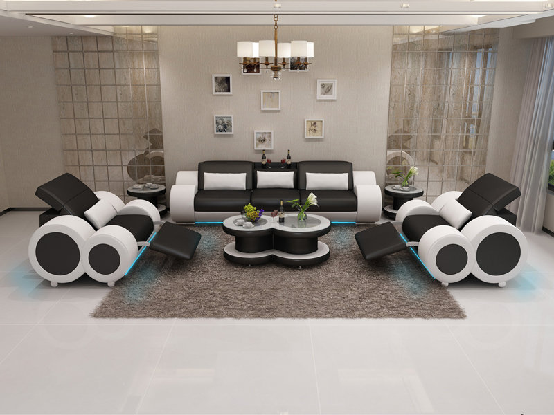 Ledersofa Couch Sofagarnitur Neu 3+1+1 Sitzer Garnitur Design Modern Sofa G8035F