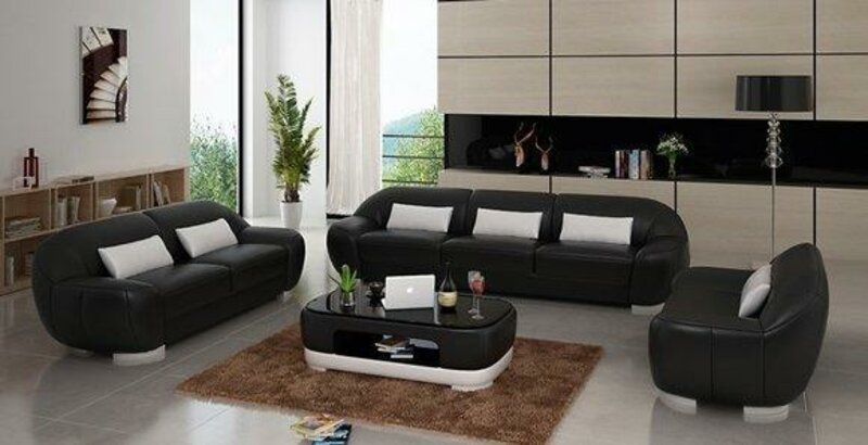 Sofagarnitur Sofa Couch Polster Leder Sitz Komplett Sofas Set 3+2+1 Homberg-S