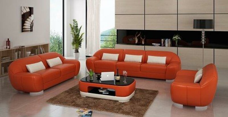 Sofagarnitur Sofa Couch Polster Leder Sitz Komplett Sofas Set 3+2+1 Homberg