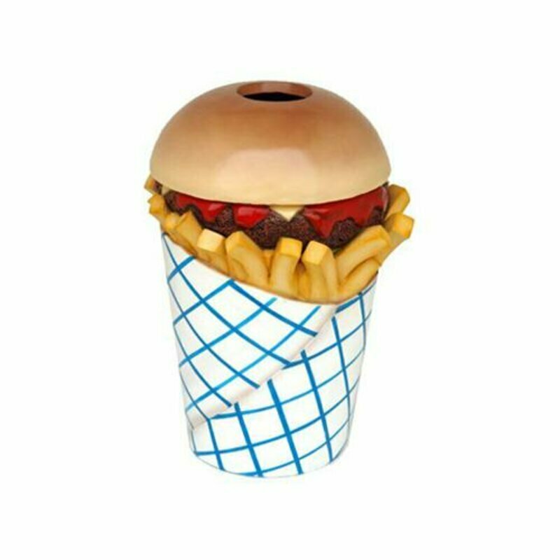 Skulptur Fast Food Müll Tonne Eimer Eimer Restaurant Statue Figuren Gastronomie