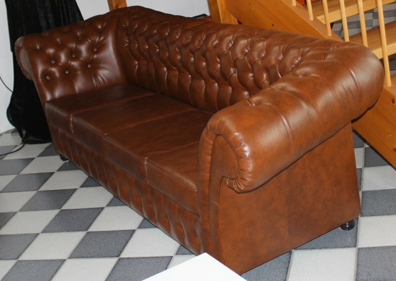 CHESTERFIELD 240cm Big Sofa Couch LEDER SOFA 4-SITZER GARNITUR Winchester
