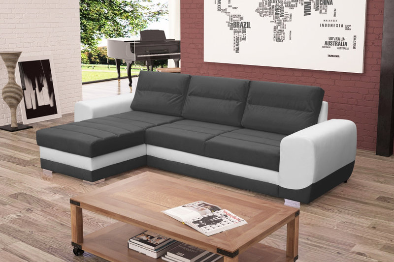 Sofa Schlafsofa Designer Sofa mit Bettfunktion + Bettkasten Ecksofa Couch NEU KIRII