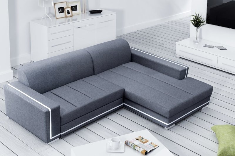 Sofa Schlafsofa Designer Sofa mit Bettfunktion + Bettkasten Ecksofa Couch NEU MARTIN