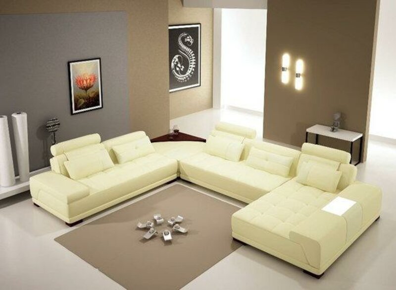 Ecksofa Sofa Couch Polster Leder Garnitur Wohnlandschaft Ecke Wohn
