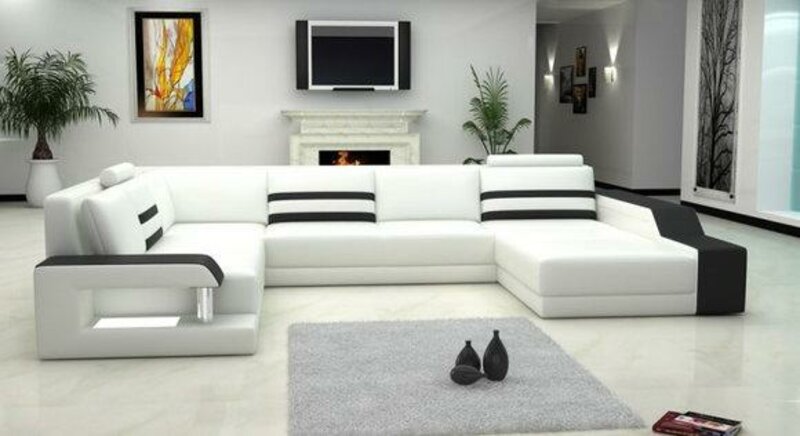 Ledersofa Sofa Couch Polster Ecksofa XXL Big Garnitur Wohnlandschaft Sofas PHX1