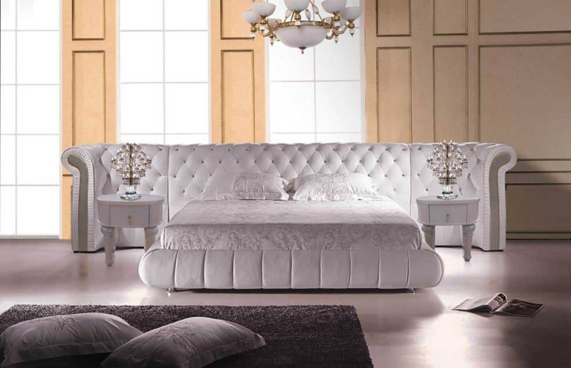 Chesterfield Doppelbett Designer Polster Doppel Ehe Bett Betten XXL Sofort