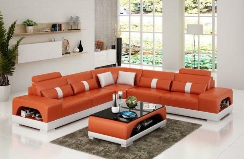 Leder L Form Wohnlandschaft Couch Big XXL Sofa Polster Ecke Garnitur