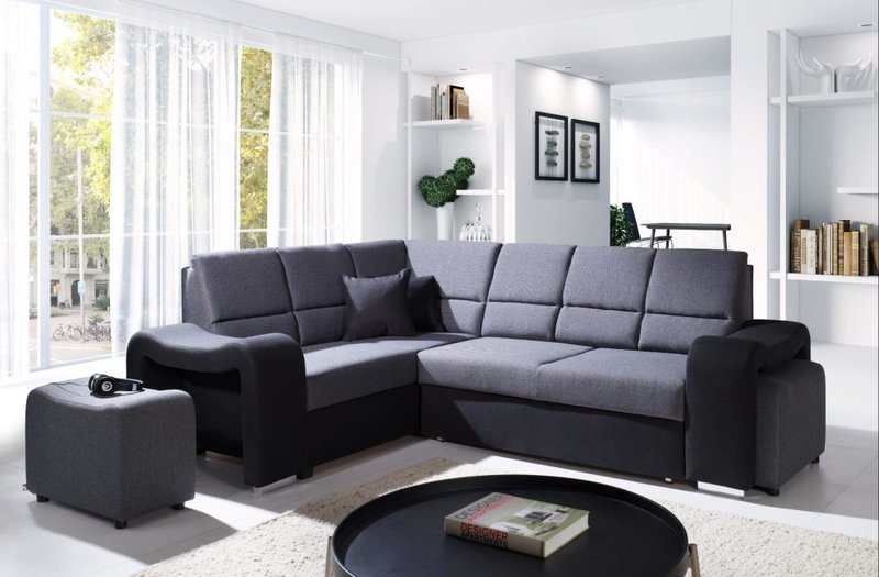 Sofa Schlafsofa Designer Sofa mit Bettfunktion + Bettkasten Ecksofa Couch NEU WAKIKI