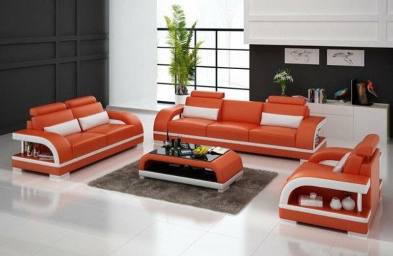 Sofagarnitur Designer Sofa Polster Couch Sitzer Set 3+2+1 Leder Zitadelle O/W