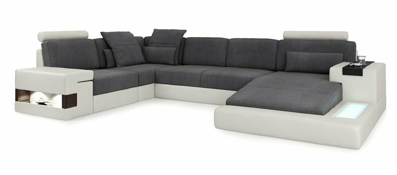 Wohnlandschaft Stoff Sofa Eck Sofa Couch Polster Garnitur U Form Stoff Grau Neu