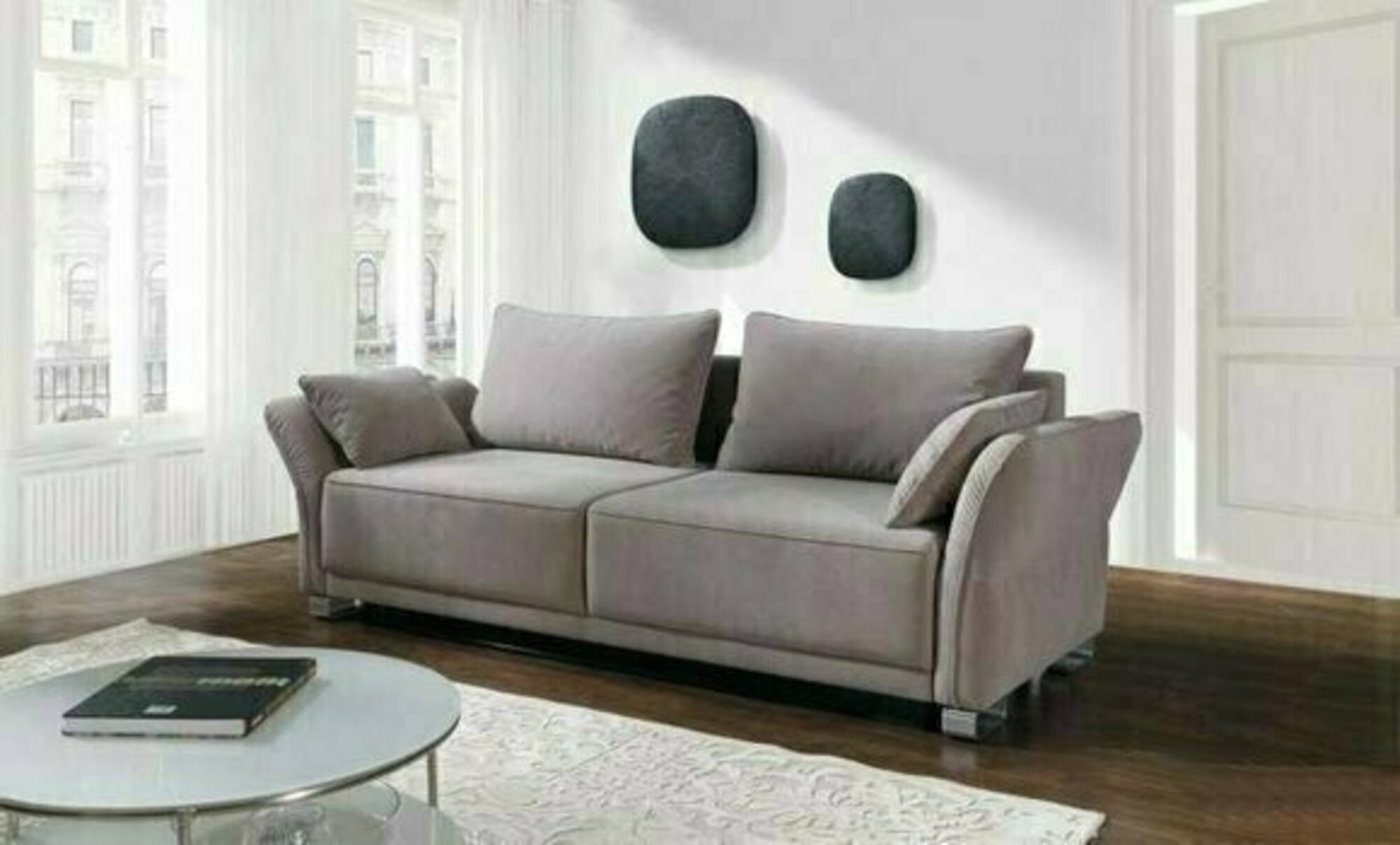 3 Sitz Sofa Couch Textil Polster Stoff Garnitur Schlafsofa Bettfunktion Neu