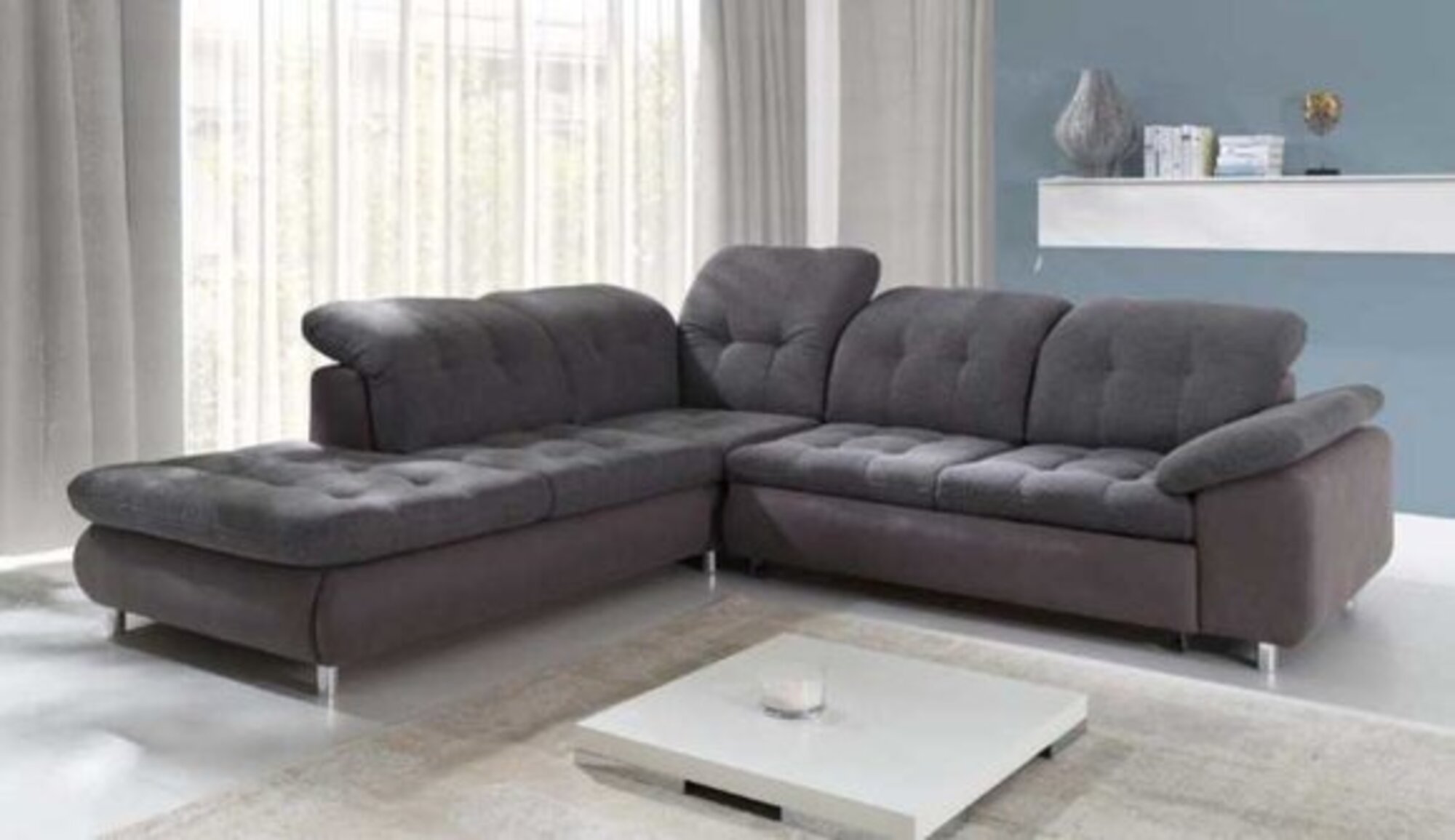 Ecksofa Wohnlandschaft mit Bettfunktion Sofa Ecksofa Couch Ecke Polster Garnitur