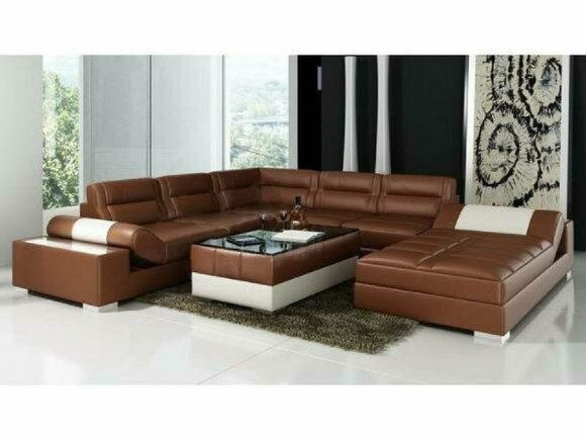 Wohnlandschaft Polster Ecke Eck Sofa Couch Garnitur Landschaft Leder