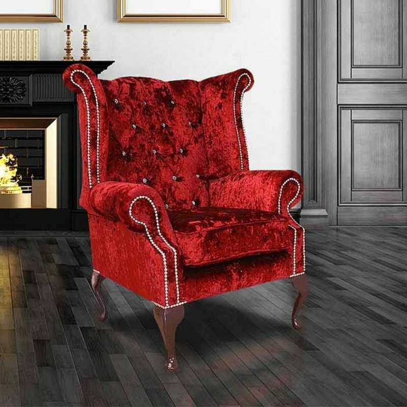 Ohrensessel Chesterfield Sessel Sitz Club Lounge Fernseh Sofa Kino Media Rot