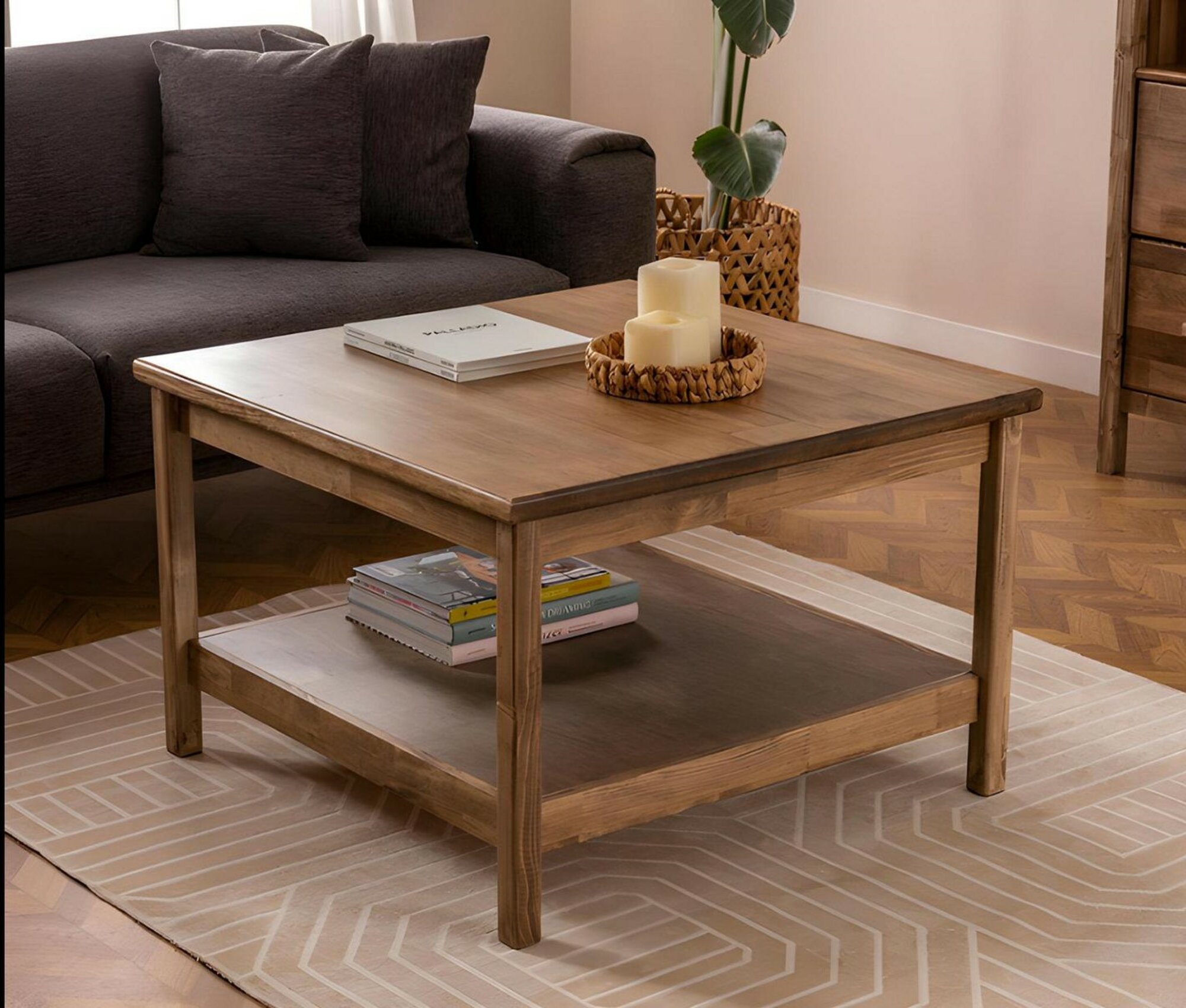 Moderner Dunkelbrauner Couchtisch Luxuriöser Sofatisch Edler Lounge-Tisch