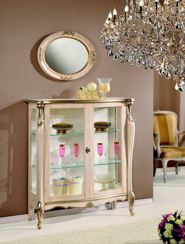 Möbel Holz Stil Barock Vitrine Glasschrank Kommode Schränke Italienische Möbel Neu