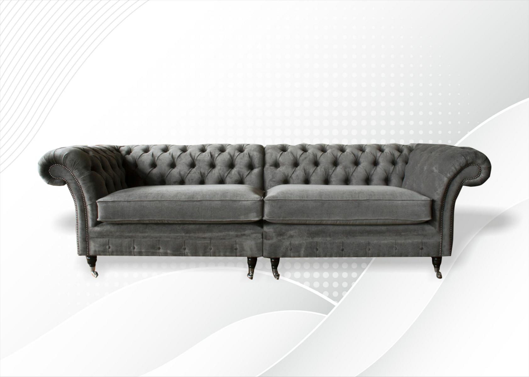 xxl Sofa 4 Sitzer Couch Chesterfield Polster Sitz Garnitur Leder Textil Graue