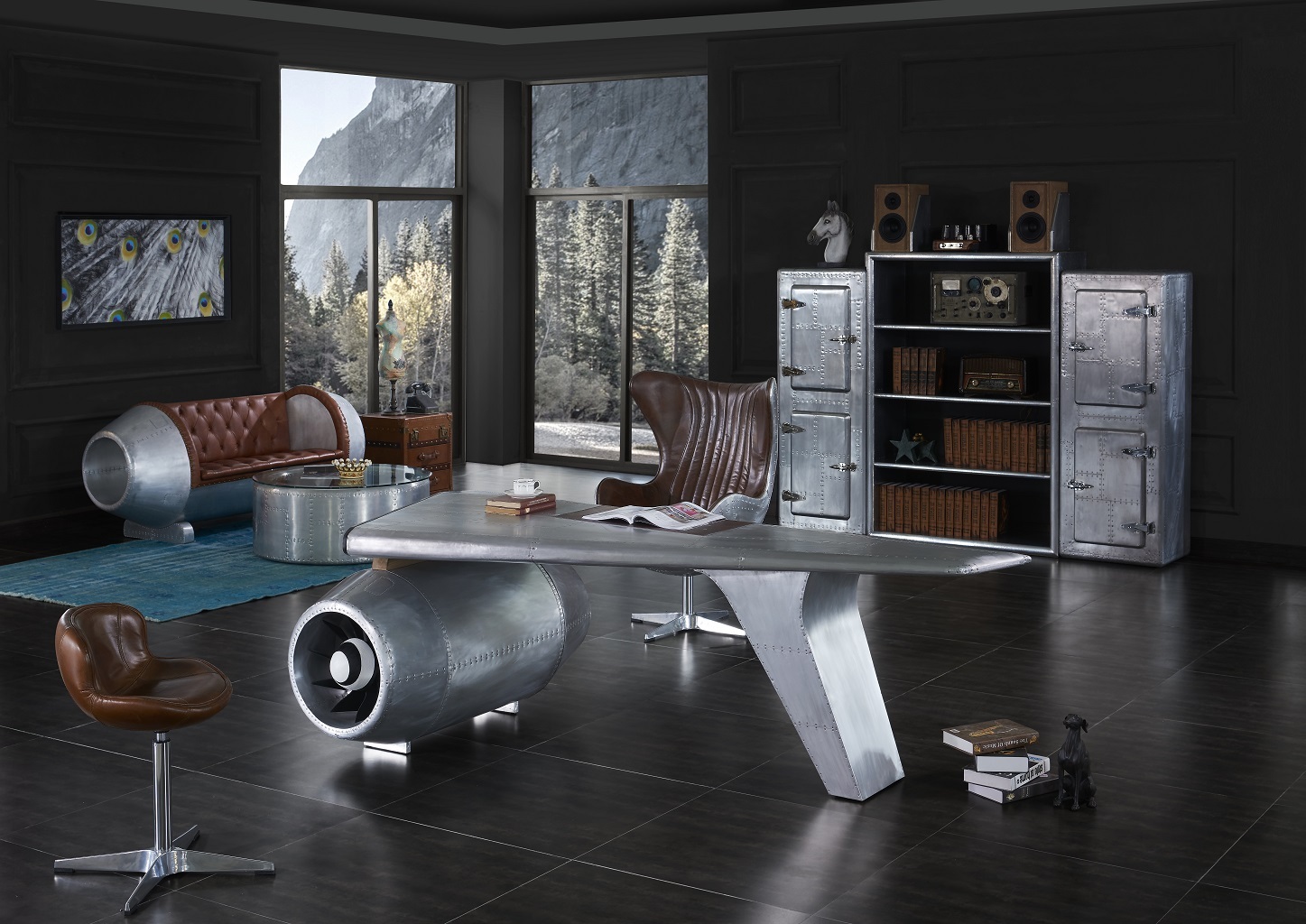 Flugzeug Flügel Schreibtisch Bürotisch Tisch Aviator Design Luxus Möbel Tische