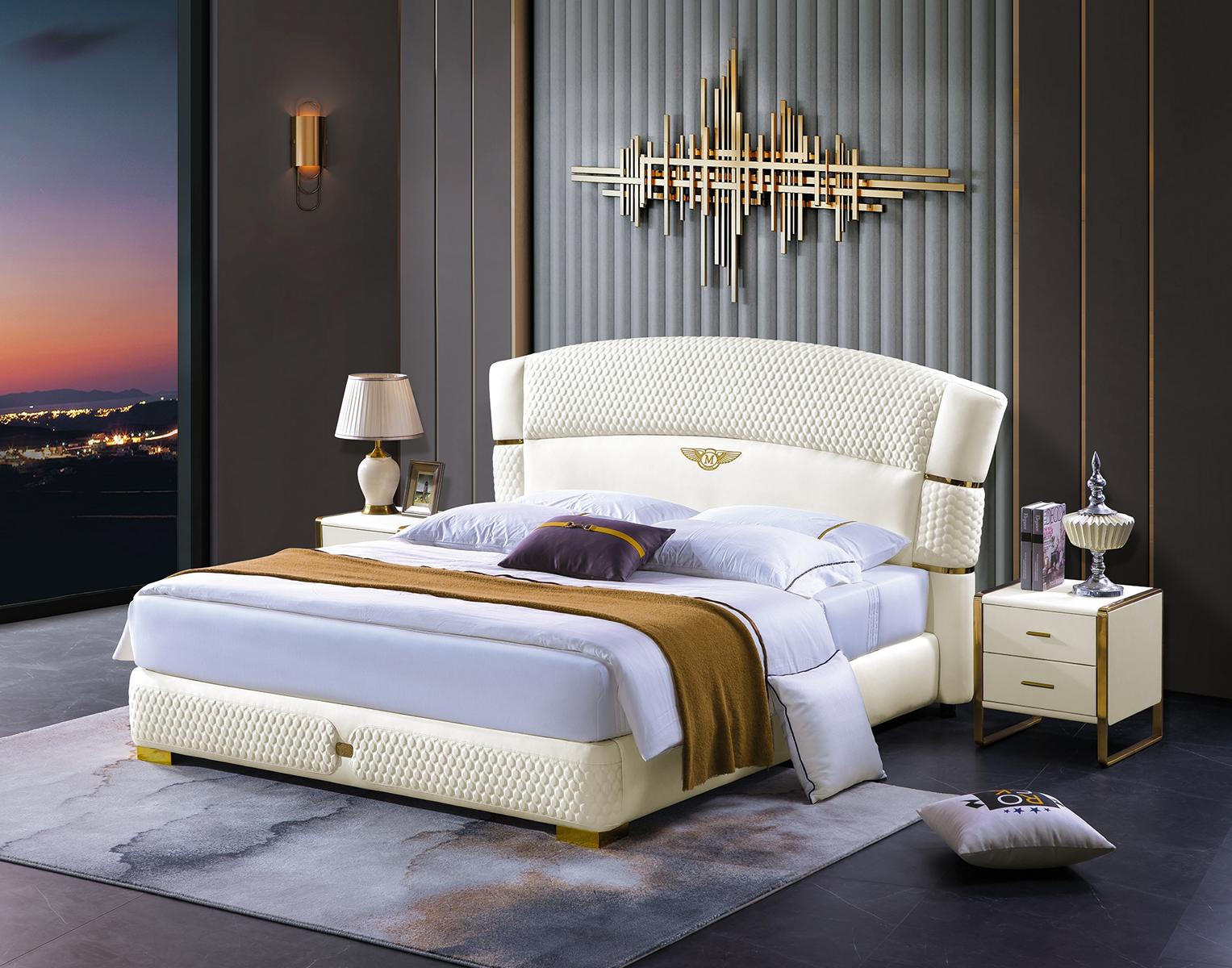 Holz Design Bett Doppel Luxus Ehe. Modernes Hotel Gestell Schlaf Zimmer Betten.