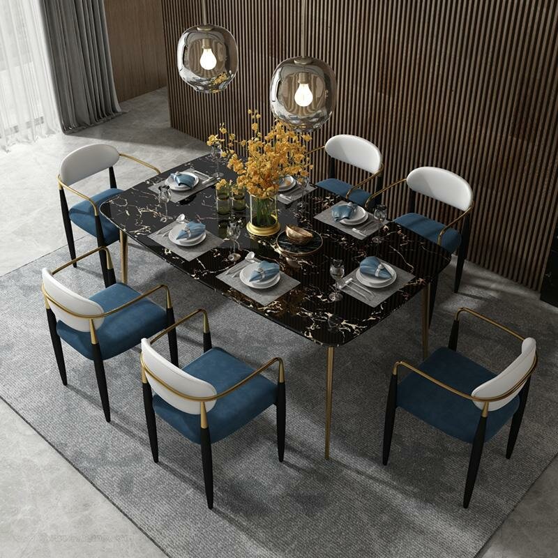 Moderner Edelstahl Tisch Esstisch Stein Optik Tische Ess Zimmer 140x80cm Design