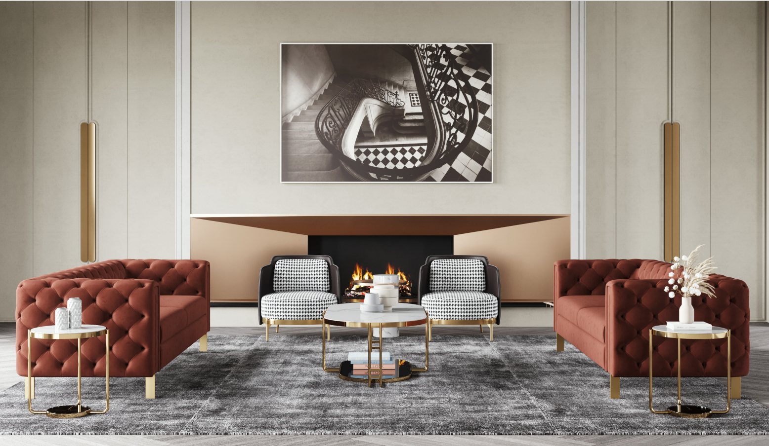 Sofagarnitur Set Sitz Polster 4tlg. Wohnzimmer Set Couchen Luxus Chesterfield