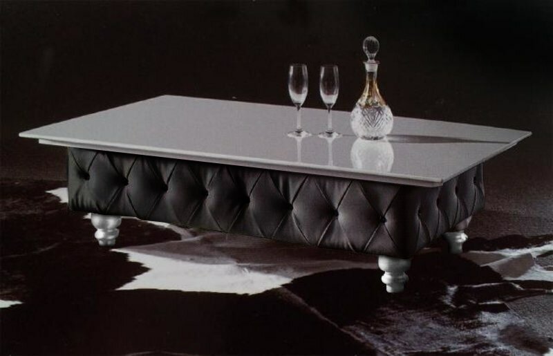 WOHNZIMMER ELEGANTER DESIGNER COUCHTISCH CHESTERFIELD TISCH GLASTISCH SOFORT