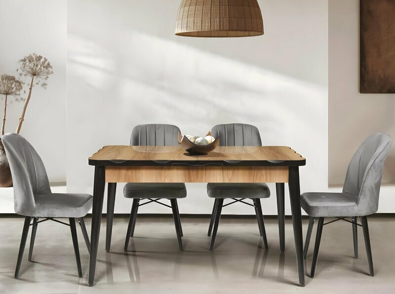 Exklusiver Ausziehbarer Tisch Küchentische Designer Holz Robuste Möbel