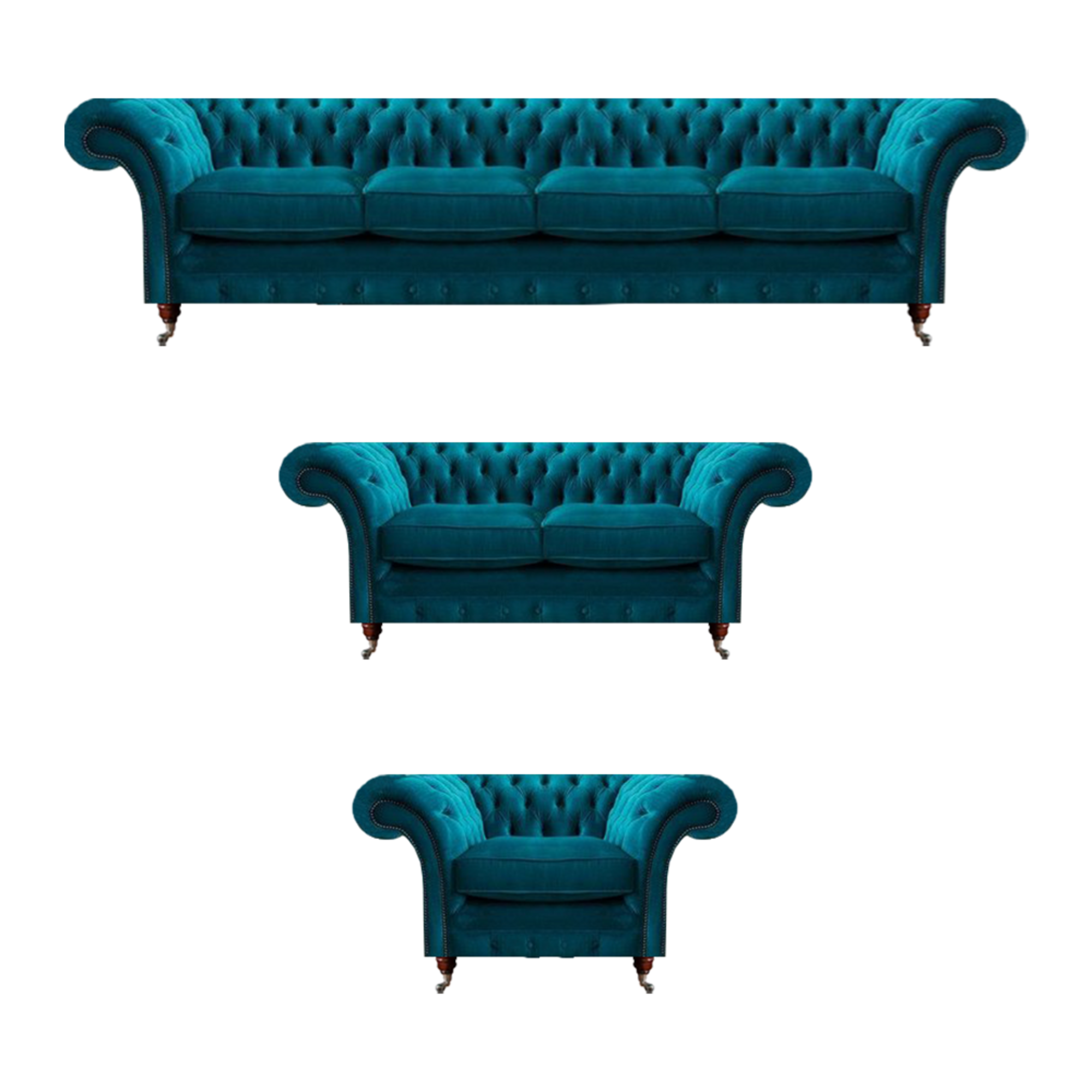 Chesterfield Türkis Designer Sofas Luxuriöse Wohnzimmer Stoff Couchen