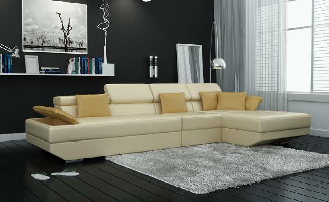 Wohnlandschaft Polster Ecke Eck Sofa Couch Garnitur Landschaft Leder - 2719C Neu