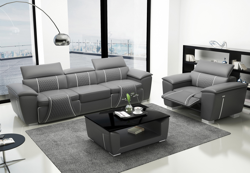 Ledersofa Couch Polster Designersofa Leder Sofa Sofagarnituren 3+1 G8048D Sofas