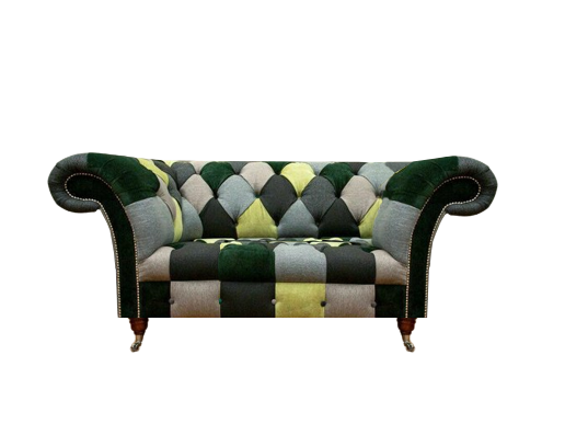 Mehrfarbig Modern Sofa Couch Zweisitzer Textil Wohnzimmer Sitzmöbel Chesterfield
