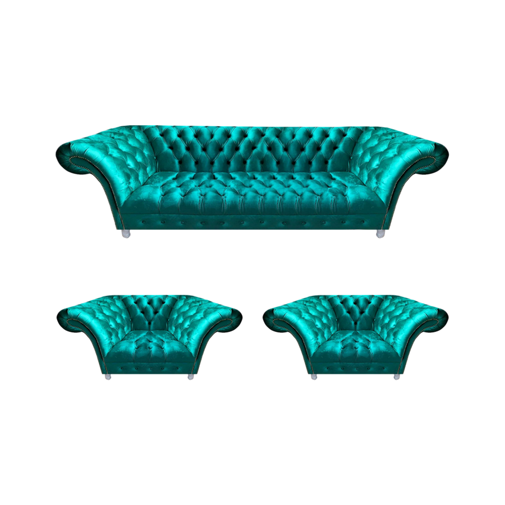 Chesterfield Blau Sofagarnitur Polster Möbel Sitzmöbel Designer Wohnzimmer