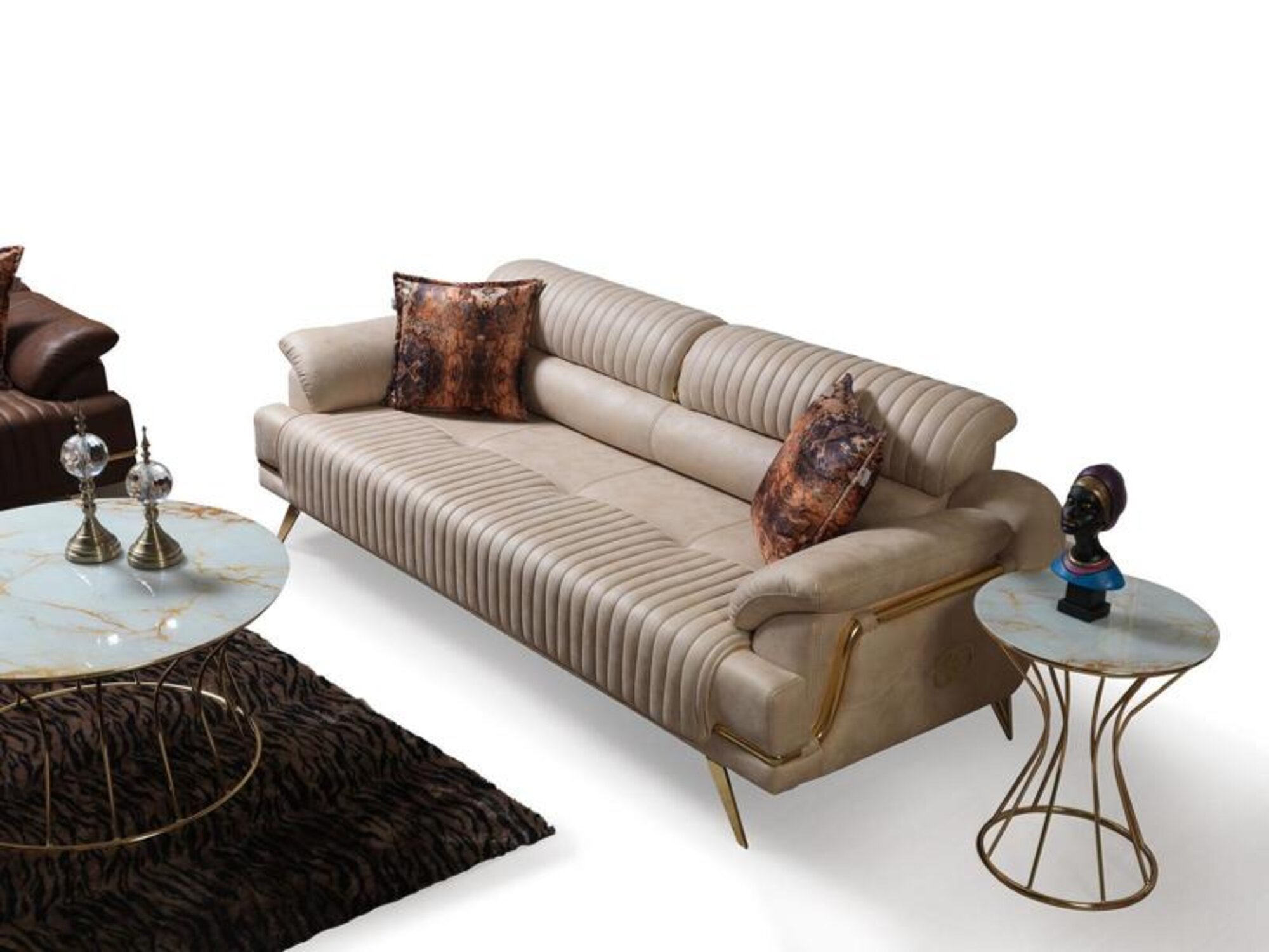 Dreisitzer Sofa 3 Sitzer Sofas Luxus Kunstleder Couchen Polster Designer Möbel