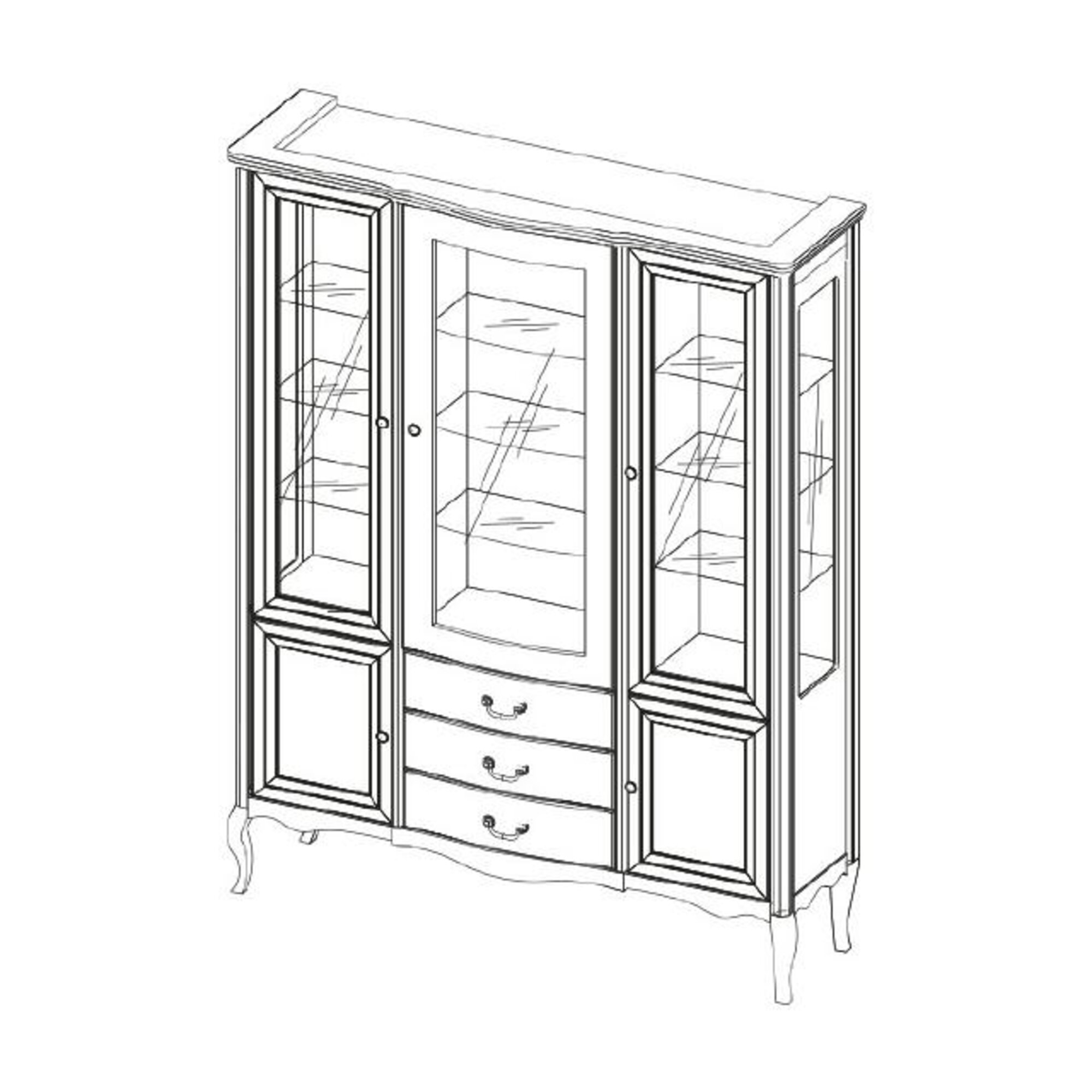 Großer Schrank Massiv Echtholz Rustikal Klassische Vitrine Vitrinenschrank PR-W3