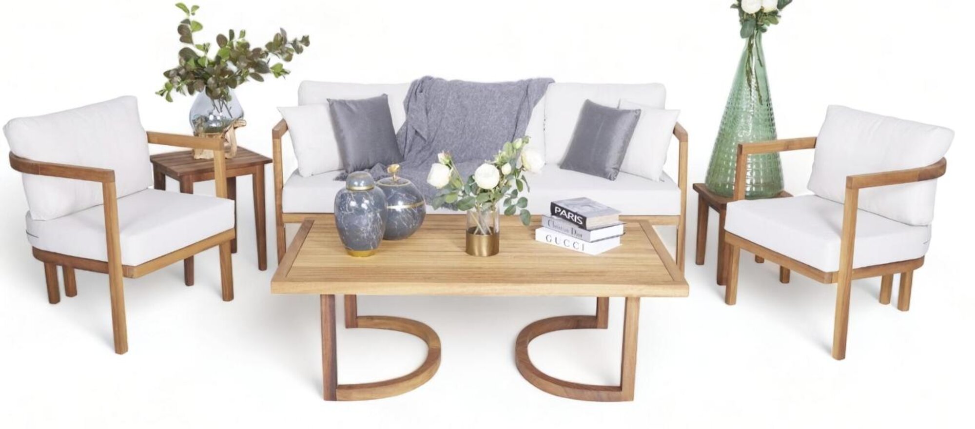Stilvolle Garten Sitzmöbel Sofa 3 Sitzer 2x Sessel Couchtisch 4tlg Gartenmöbel