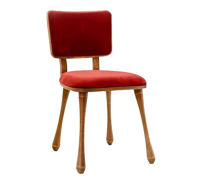 Stuhl Wohnzimmerstuhl Esszimmerstuhl Küchenstuhl Polsterstuhl Rot Holz