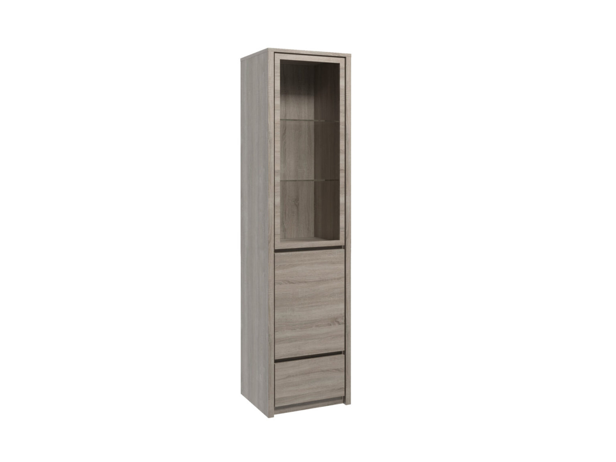 Vitrinenschrank aus Holz in Grau modern eleganter Stil
