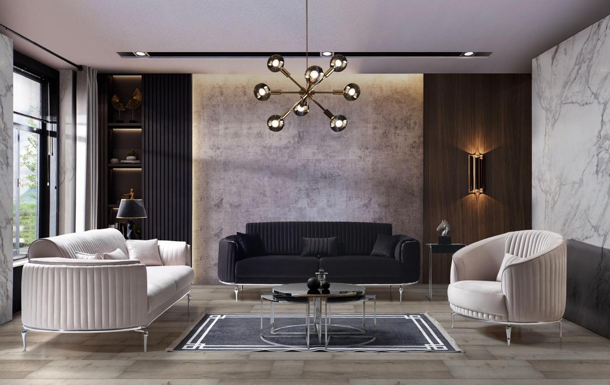 Sofa Set 331 Sitzer Luxus Modern Set Wohnzimmer Möbel Textil Sofagarnitur