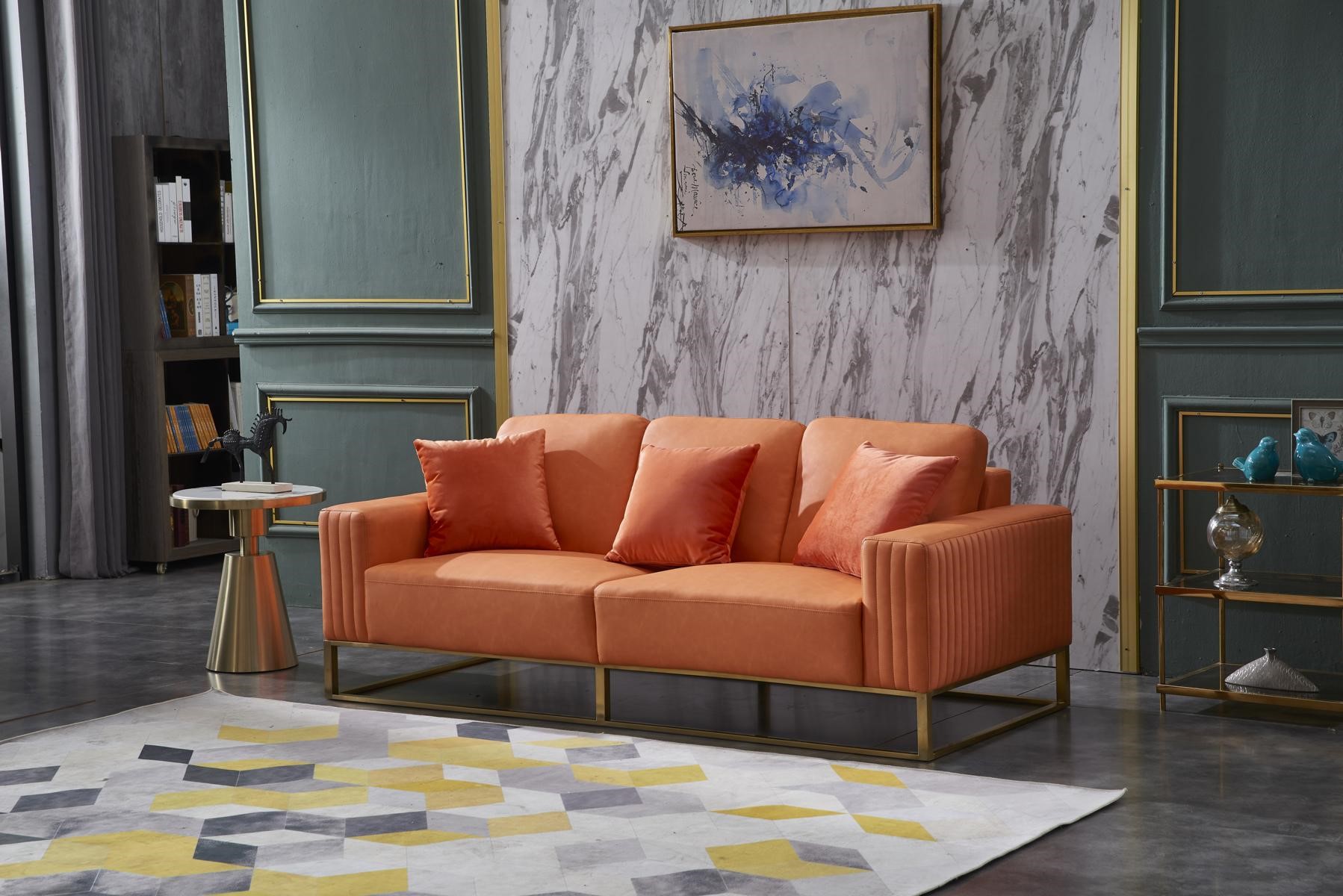 Dreisitzer Couch Polster Leder Sofa 3 Sitzer Couchen Holz Modern Stil Sofas Neu !