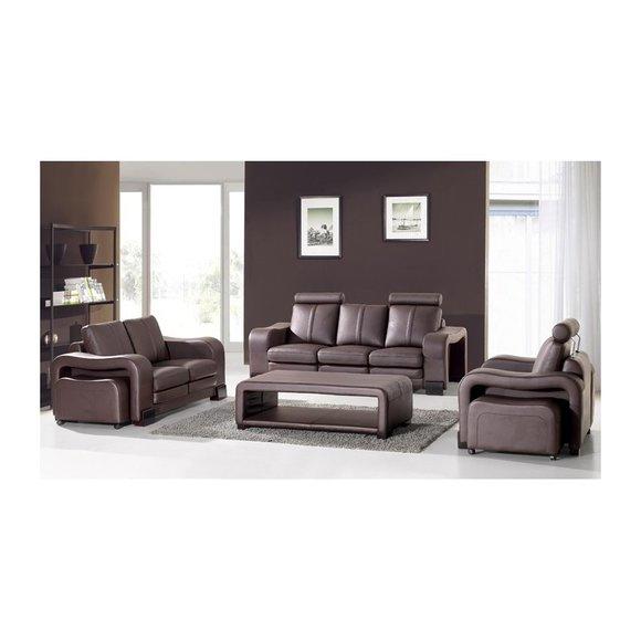 3+2+1 Designer Set Couch Sofa Leder Polster Wohnlanschaft Sitz Garnitur