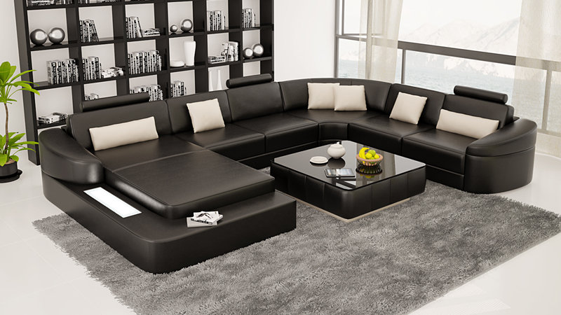 Ledersofa Couch Wohnlandschaft Ecksofa Eck Garnitur Design Modern Sofa