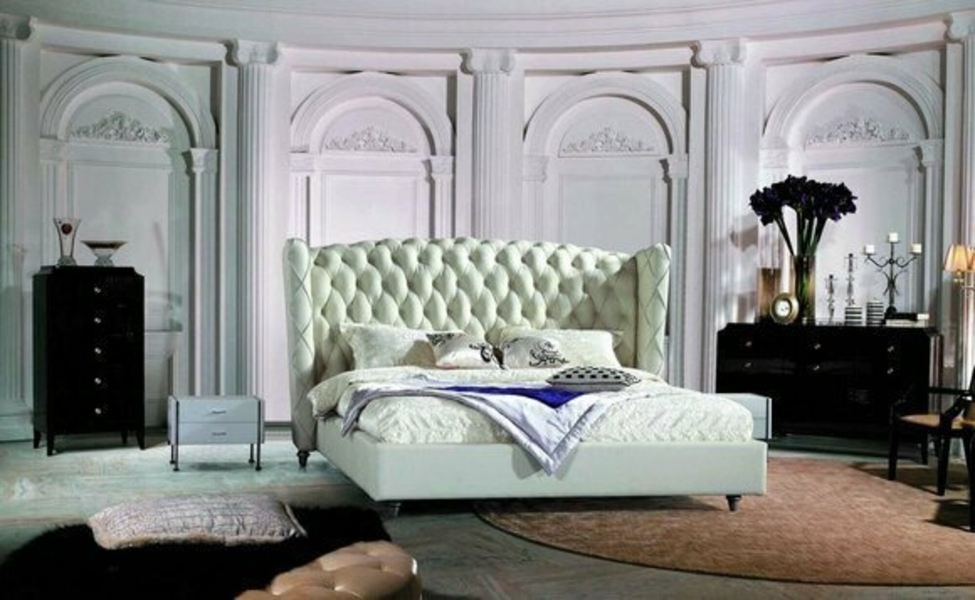 Chesterfield Doppeltbett Bettt Betten Polsterbett Designer XXL Big Ehe WT