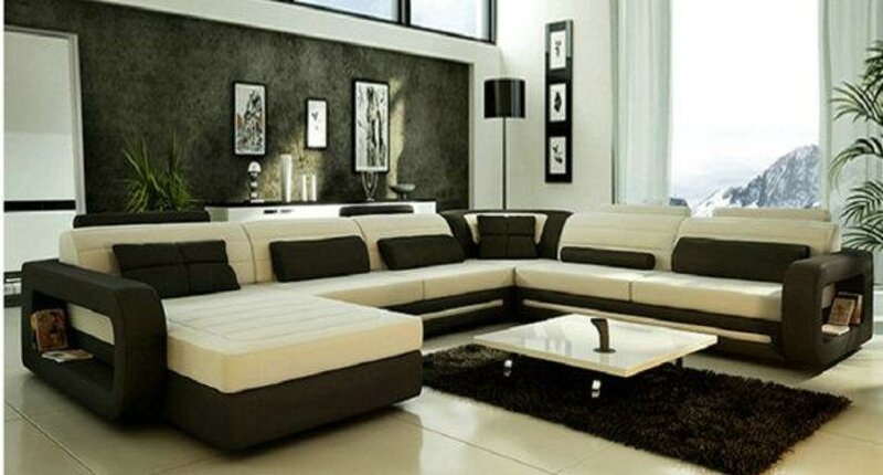 Ecksofa Wohnlandschaft Eck Sofa Couch Leder Polster Garnitur Sitz Wohn