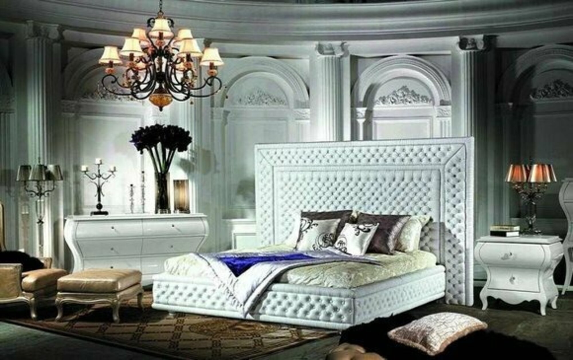 Chesterfield Doppeltbett Bettt Betten Polsterbett Designer XXL Big Ehe WT 9230
