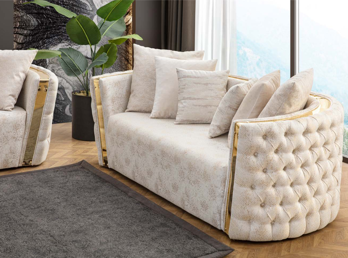 Polstercouchen Chesterfield 2x Sofas Wohnzimmer Weiße Möbel
