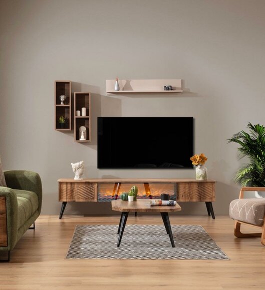Wohnzimmer Wandmöbel Designer RTV-Lowboard TV-Regal Hängeregale 3tlg Set