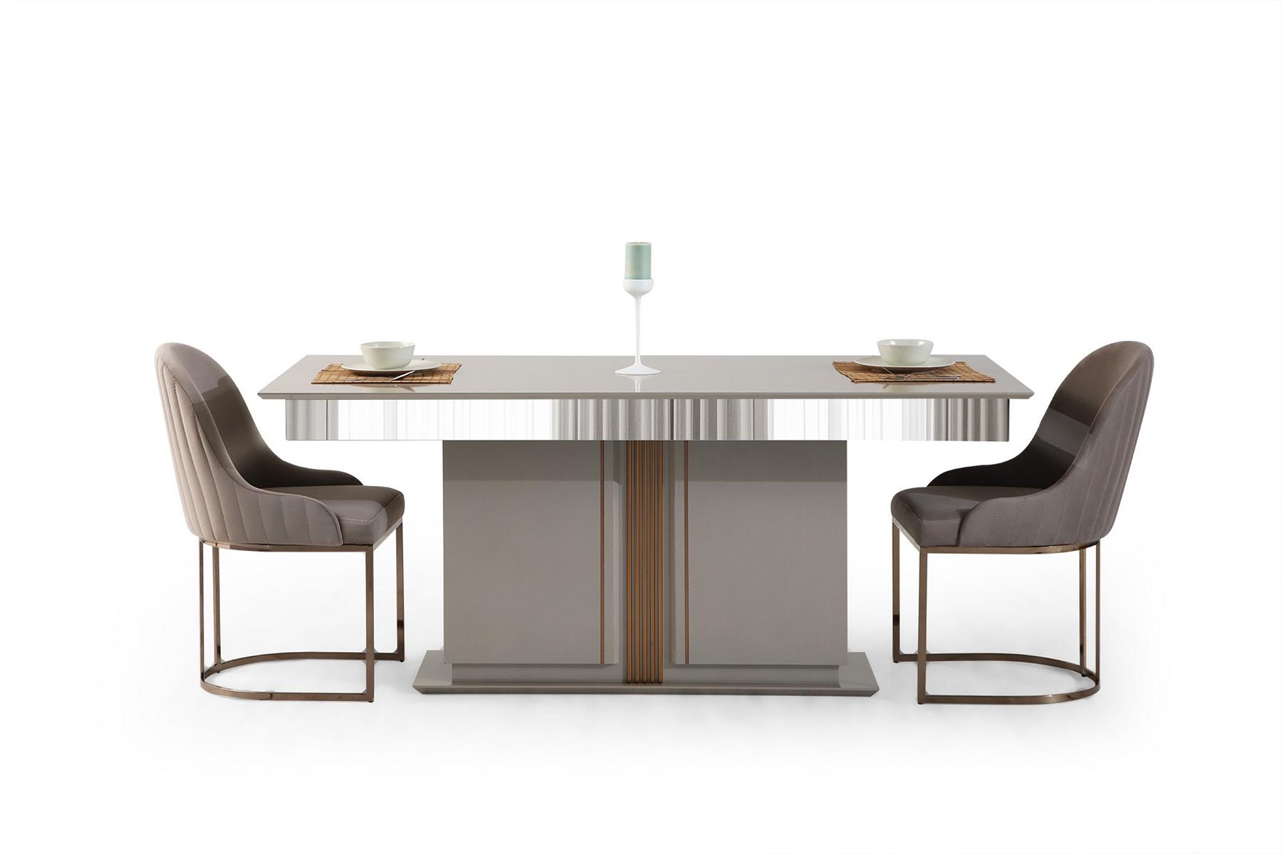 Stilvoll Esszimmer Set Besteht aus Esstisch+4x Stühle Beige Farbe 5tlg.
