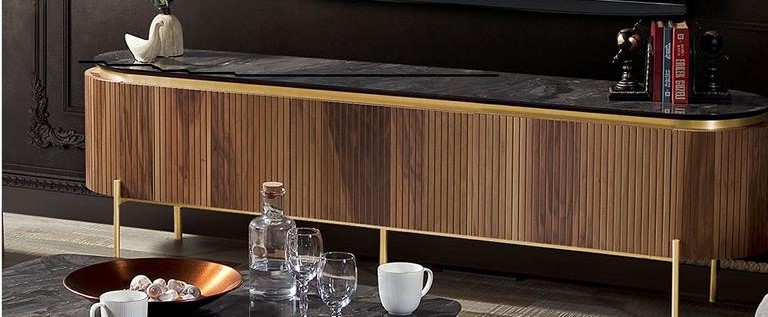Stilvoll TV-Lowboard Braun Farbe Luxuriös Möbel für Wohnzimmer neu