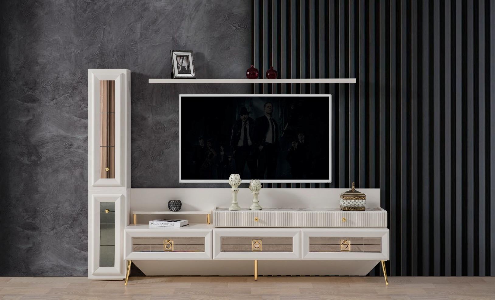 Wand Wohnwand Wohnzimmer Möbel luxus rtv Wohnwände Schrank Regal Neu