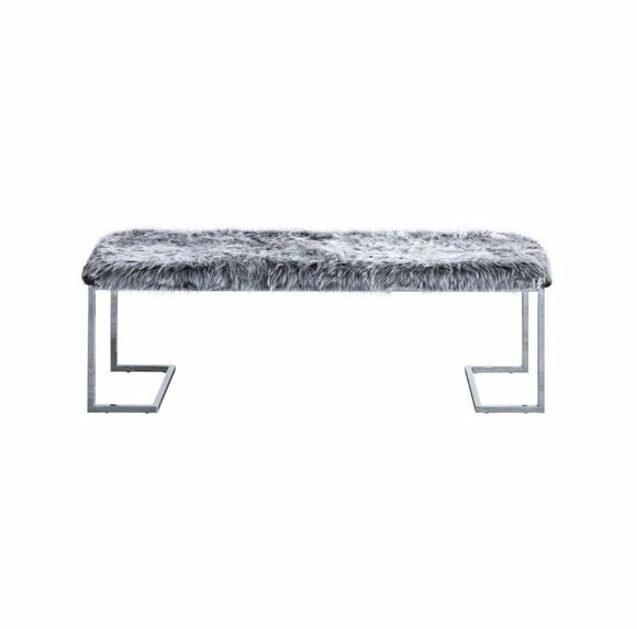 Designer Graue Polsterbank Schlafzimmer Edelstahlbank Luxuriöse Möbel